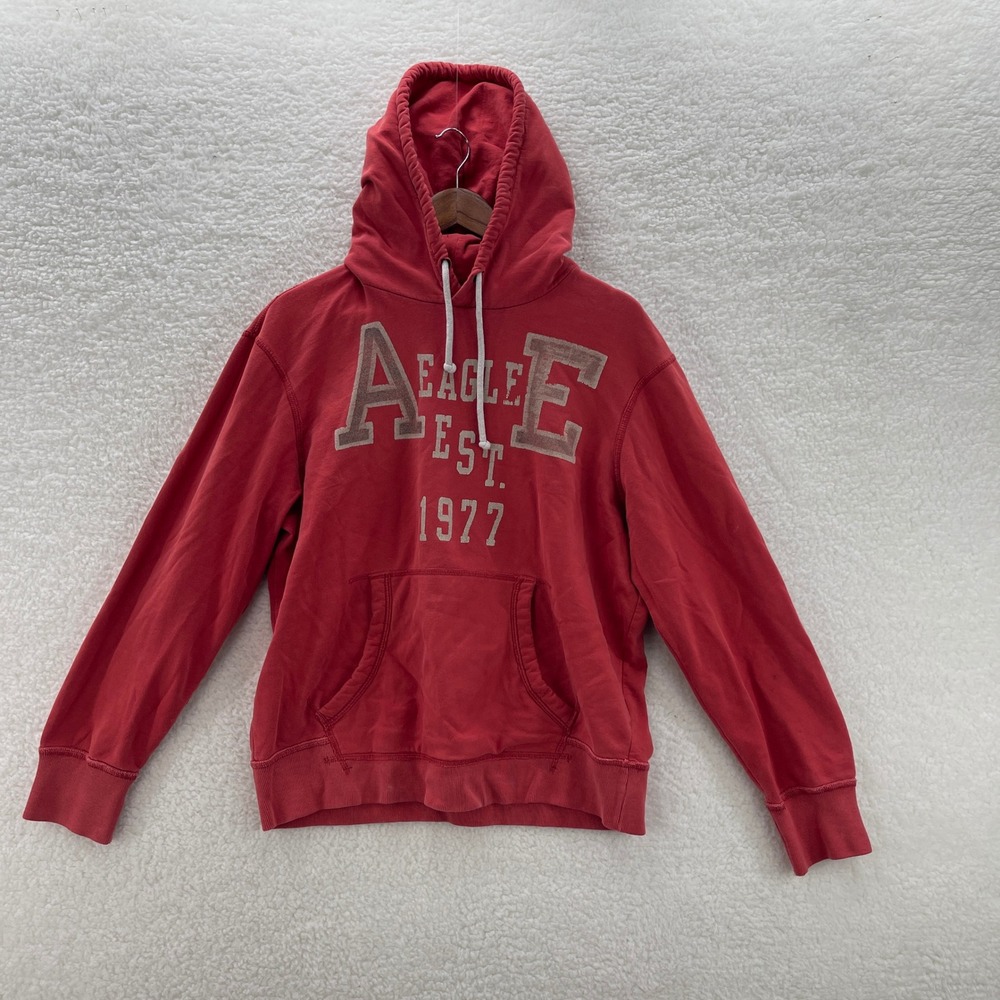 American Eagle Y2K Hoodie Mens Large Red Sweatshirt Grunge Surf Preppy Skate 90s